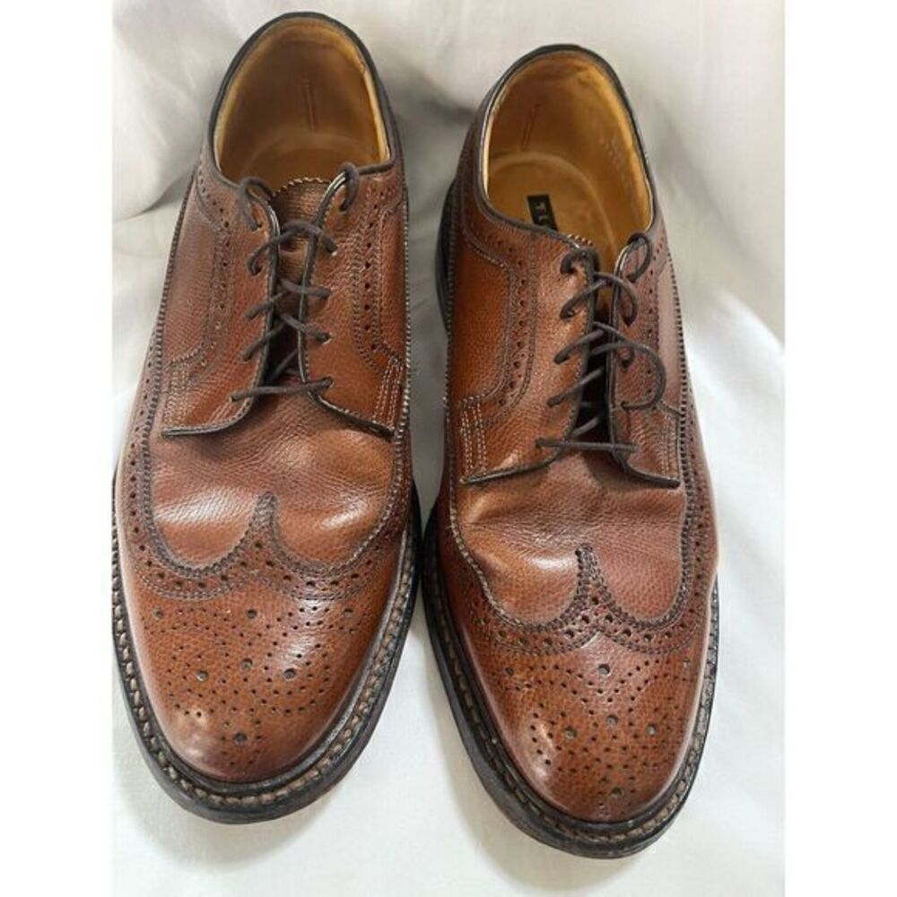 Vintage FLORSHEIM Longwing Shoes‎ 8.5 Whiskey Brown KENMOOR Wingtips Made USA